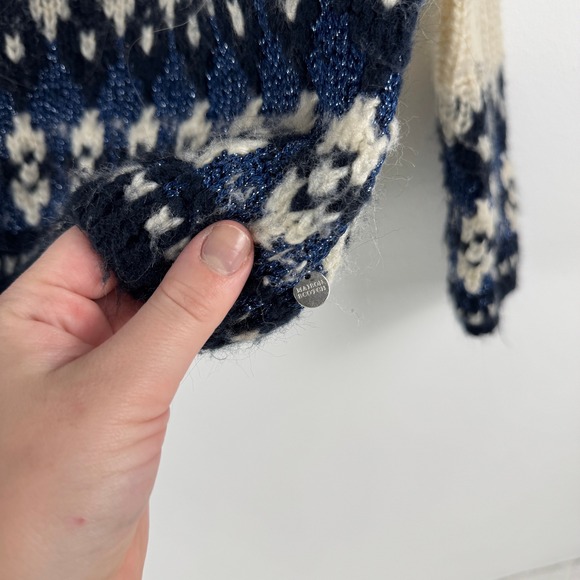 Scotch Soda Fair Isle Knit Crewneck Sweater Blue Cream Wool Blend Size S - Picture 12 of 16